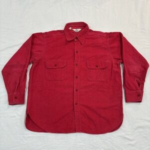 Vintage Woolrich Shirt Mens XL Red Chamois Heavy Cotton Button Up Made In USA